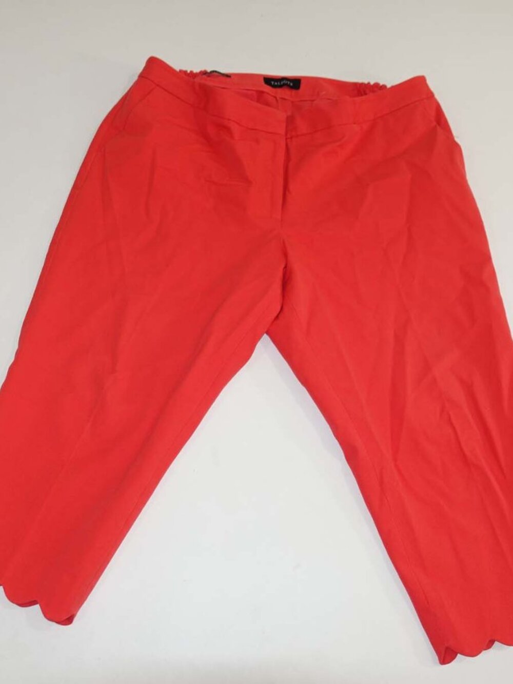 Talbots Women's Slim Crop Pants Size 18W Petite Tomato Red Scalloped Hems 18WP